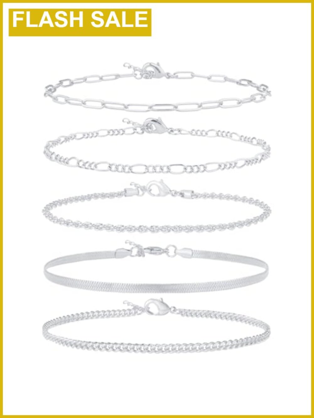 Gold and Silver Plated Cuban Link Chain Anklet Set for Women Waterproof